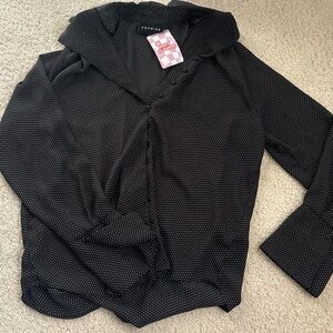 Premise Black Polka Dot Shirt with White Dots
